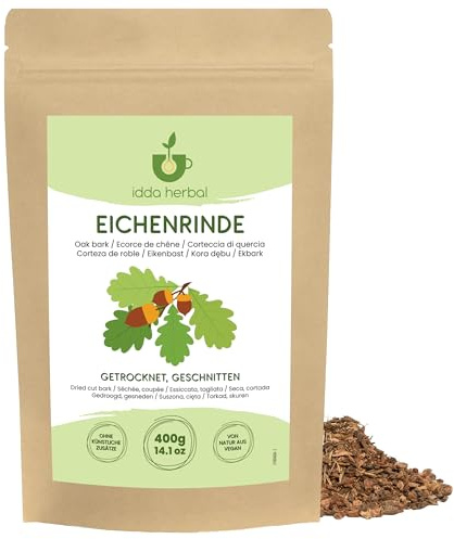 IDDA Herbal Écorce de Chêne Thé 400g, Écorce de Chêne Séchée et Coupée pour la Préparation du Thé