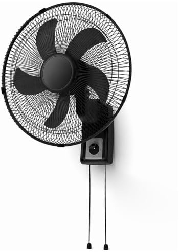 BAKAJI Ventilatore da Parete con Griglia da 43cm, 3 Livelli di Velocità Selezionabili, 5 Pale, 65 Watt di Potenza con Oscillazione Laterale Automatica