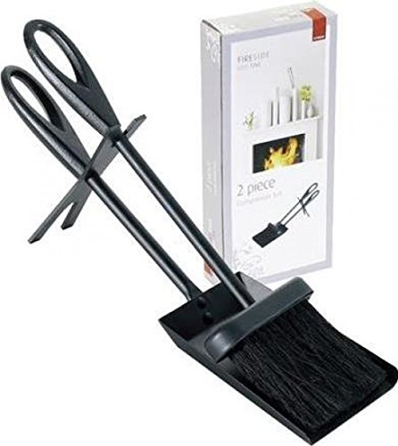 Wolds Collection GUD035827 2 Pieces Fireside Companion Set Shovel and Brush, Black