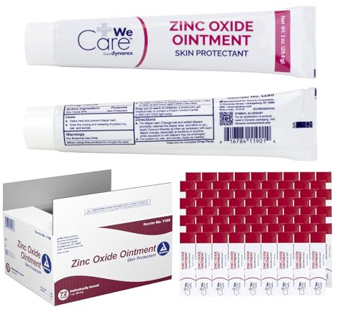 Dynarex Zinc Oxide Ointment, Protective Skin Barrier Ointment, Soothes, Prevents, and Relieves Diaper Rash, Chaffed Skin, and Irritation, White, 72 – 1 oz. Tubes