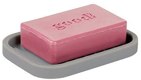 iDesign Silicone Soap Dish, Soap Saver, and Kitchen Sponge Holder, The Lineo Collection – Rectangular, 5 x 3.5 x 5, Gray