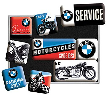 Nostalgic-Art Retro Kühlschrank-Magnete, 9 Stück, BMW – Motorcycles | Original BMW Lizenzprodukt (OLP), Magnetset für Magnettafel, Vintage Design, Geschenk-Idee für BMW-Fans