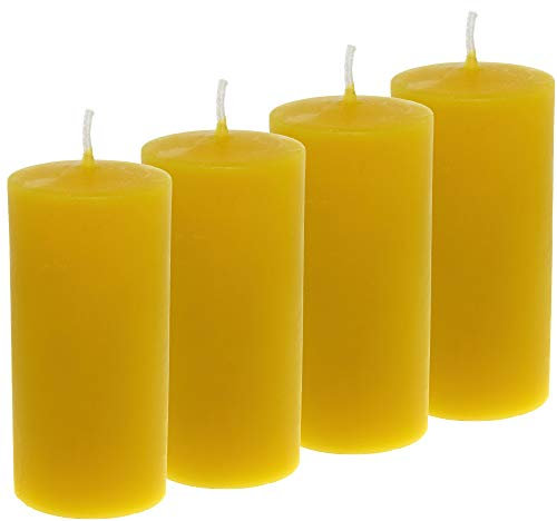 Toms Bienen 4 Stumpenkerzen Durchmesser 4,6 cm; Höhe 10cm aus 100% reinem Bienenwachs