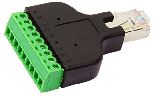 odedo RJ45 Stecker auf 8-Pin Terminal Block Adapter mit Schraubklemme | Adapter mit RJ45-Stecker und 8-Pin-Terminalblock, ideal für Netzwerk-, Test- und Installationsanwendungen
