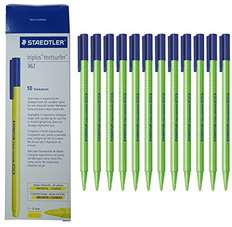 STAEDTLER 362-5 Triplus Textsurfer Textmarker grün (Packung mit 10)
