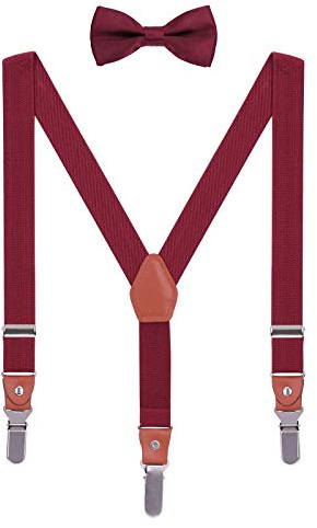 WANYING Bretelle e Papillon Set per Unisex Adulti Uomo Donna Bambine Bambini Adolescenti 3 Forti Lunghe Clip Y Forma Bretelle Elastiche