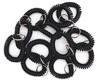 Bracelet porte-clés en plastique bobine extensible avec anneau inclus