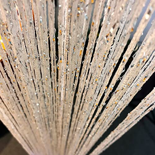 Vagasi 2 Stücke Türvorhang Hochzeit Fadengardine Fadenvorhang 100 x 200 cm Bead Fadenvorhang einfarbig Perle Glitzer schön für Schlafzimmer Restaurant Fotografie Hintergrund, Weiß