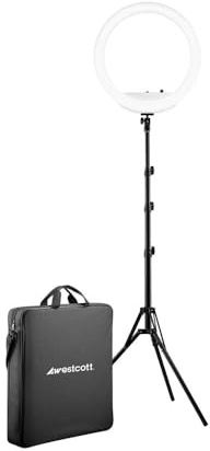 Westcott 18” Bi-Color LED Ring Light Kit with Batteries and Stand Professional Studio Continuous Lighting for Photography, Video Conferencing, Hair & Makeup Salons, Tattoo Studios, YouTube & TikTok