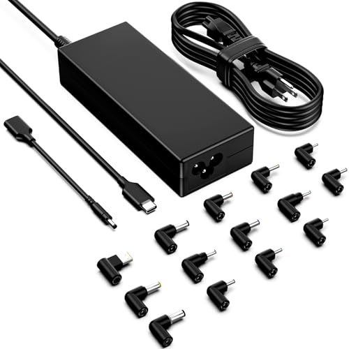 Nivjuky 100W USB C Universal Laptop Charger with 15 Tips, Compatible with HP DELL Lenovo Acer Asus Toshiba Samsung MacBook IBM Sony LG & Chromebook, AC Power Adapter (Fits 90W 65W 45W)