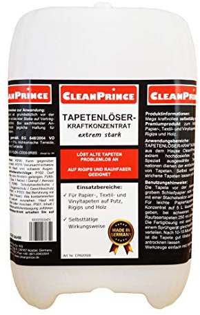 Tapetenlöser flüssig Konzentrat 5 Liter | verbesserte Rezeptur - löst Rauhfastertapeten, überstrichene Tapeten, Papiertapeten, Textiltapeten, Vinyltapeten auf Putz, Beton, Rigips, Holz