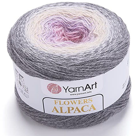Yarn Art YarnArt Fiori Alpaca 20% Alpaca 80% Acrilico Peso 250g Lunghezza 940 metri Multicolore Arcobaleno Filato per Crochet Invernale Peso 2 Sport (413)
