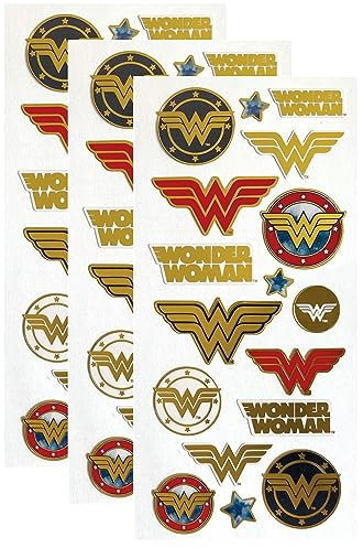 Playhouse DC Comics Wonder Woman Logos Enamel Effect Sticker Sheet - 3 Packs