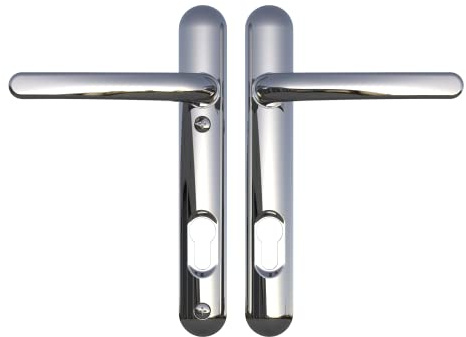 Ultion Chrome Black Door Handle Set, 122mm (Long Fixings) | Reversible (Non-handed), 92mm PZ, Curved Design, Part of the Ultion Sweet Range, Matching Door Furniture Available