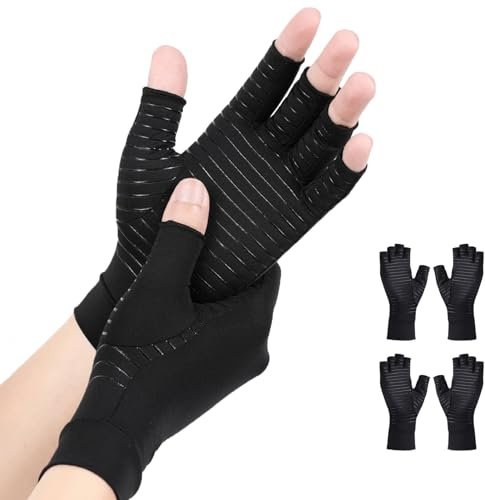 AovYoo 2 Paia Guanti Artrite Rame Senza Dita Artrosi Reumatoide Guanti Compressione Gaming Terapia Mani Sindrome Raynaud Guanti per Computer Antiartrite（S
