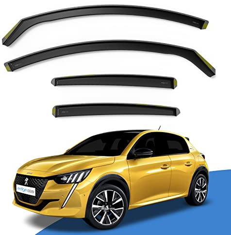 EdgeVisors Wind Deflectors for Peugeot 208 MK2 5 Door Hatchback (2019-Onwards) 4pc Set | In-Channel Rain Guards & Accessories