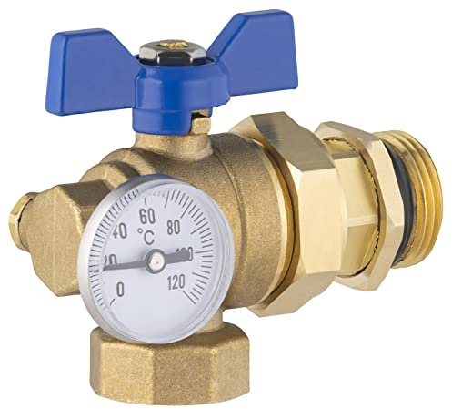 Valvola Angolare 1 con Manopola Blu per Collettore Riscaldamento a Pavimento | Salvaspazio e Precisa | Installazione Sicura e Rapida | NOYON & THIEBAULT