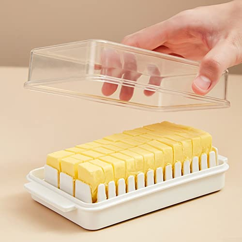 Butterdose Butterteiler, Butterschneidebox Butterdose Kunststoff Behälter, Plastik Butter Dish Butter Keeper mit Deckel und Cutter Slicer, Butter Box Cheese Keeper für Kühlschrank