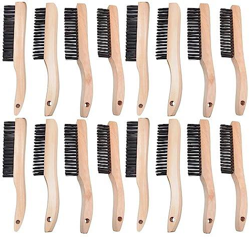 JOUNJIP 16 Multi-Purpose Shoe Handle Wire Scratch Brushes with Black Oil Tempered Steel