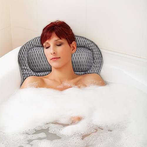 Gigmeta Badewannenkissen mit Saugnäpfen, Mesh Nackenkissen für Badewanne, Nackenkissen Badewanne Kopfkissen Komfort BadeKissen, für Home Spa und Badewannen