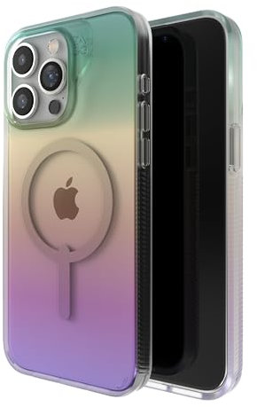 ZAGG Milan Snap iPhone 15 Pro Max Case - Drop Protection (13ft/4m), Durable Graphene, Scratch-Resistant, Wireless Charging MagSafe Case, Iridescent