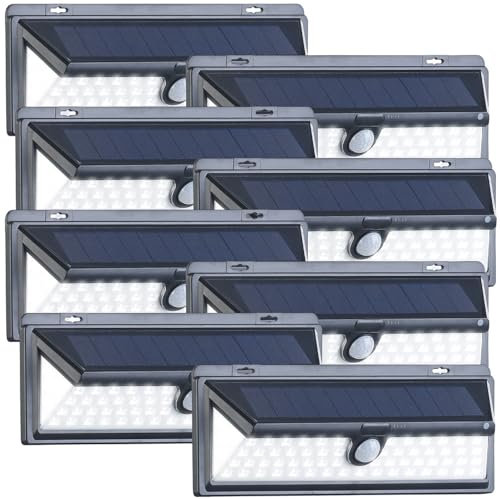 Luminea Solar Nachtlicht: 8er-Set Solar-LED-Wandleuchten, Bewegungssensor, 800 Lumen, 13,2 Watt (Nachtbeleuchtung, Wandlichter außen)
