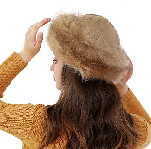 IPENNY Damen Pelzmütze Cossack Russische Mütze Wintermütze Fliegermütze Russen Mütze Ushanka Chapka Winddicht Hut Fellmütze Pelzmütze Kunstpelz Plüsch Schneemütze