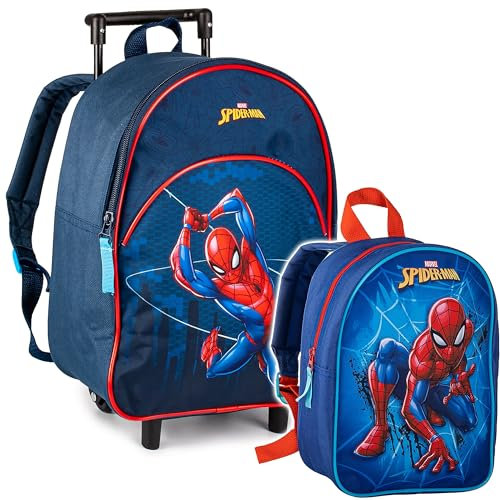 alles-meine.de GmbH 2 TLG. Set - Kinder Trolley & Rucksack - Spyderman - wasserabweisend & beschichtet - für Mädchen & Jungen - Trolly mit Rollen - Kindertrolley - Trolleyrucksac..