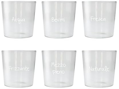 WD Lifestyle - Set 6 Bicchieri in Vetro Borosilicato 300ml Decorati con Aforismi