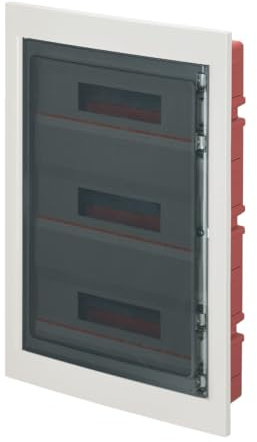 Centralino ad incasso, 54 (3x18) moduli, con morsettiera 6x10mm, bianco, IP40, sportello in policarbonato fume' - Elettrocanali EC63054BE