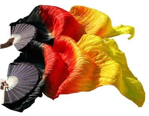 GSJNHY Bauchtanz Fan Kind Frauen Bauchtanz-Fan 1-Paar-Farbverlauf-Farbdancer-Praxis Lange Nachahmung Seidenventilatoren (Color : 17, Size : 1 pair-210x90cm)