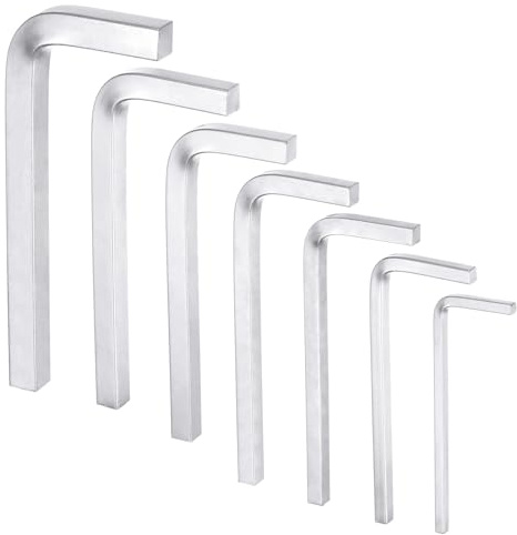 QUARKZMAN Juego de 7 Llaves de Cabeza Cuadrada en Forma de L, 3-10mm, Acero Cromo-Vanadio, para Reparaciones Básicas en el Hogar, Proyectos de Bricolaje, Color Plateado