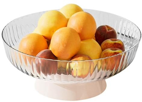 Bol de rangement pour fruits : support robuste pour fruits, panier à fruits élégant avec design contemporain, plateau à bonbons transparent avec couvercle et base, support pour