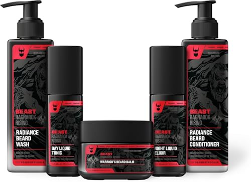 Beard Struggle Ragnarok Rising Eddie Hall Beast Line - Signature Beard Care Kit - Includes Balm, Wash, Conditioner, Night & Day Oil
