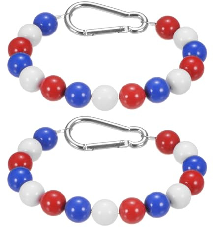 M METERXITY 2 Pack Flagpole Retainer Ring -15 Beads 0.71 Flag Pole Beaded Retainer Ring,Keep Flag Close to Pole with Stainless Steel Cable,Apply to Indoor Outdoor Flagpole(Red+White+Blue)