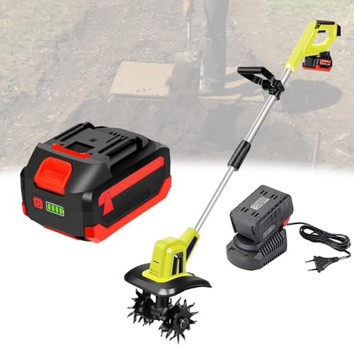Quixnova Motobineuse/cultivateur électrique – Rotavator de Jardin sans Fil avec 4 Lames en Acier, Batterie 2 X 12 Ah pour Jardins, potagers – Largeur de Travail 25 cm, Profondeur de labourage 22 cm