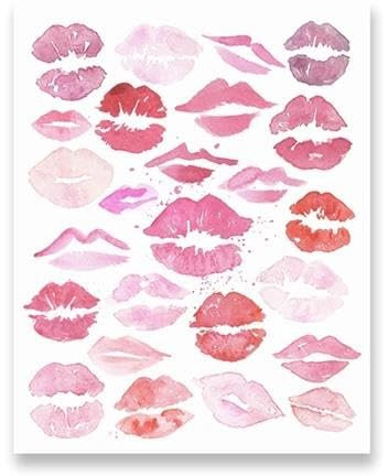 Baibexing Labios Rosados Beso Moda Lienzo Cartel Chicas Arte De La Pared Pintura Maquillaje Belleza Lápiz Labial Imagen Baño Decoración Del Hogar 40X50Cm Sin Marco
