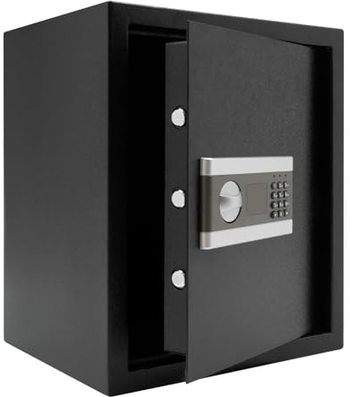 Begoniape Safe Tresor 38 * 31 * 45cm Feuerfest MöBeltresor 3 Fächer MöBeltresor mit Schlüssel und Zahlenschloss Safe Tresor Stehend mit Drei Stahlbolzen, für Zuhause Büro