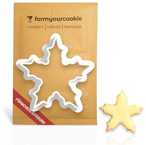 Weihnachtsausstecher Schneeflocke für Plätzchen mit Prägung Ausstecher Stern Weihnachten Keksausstecher Ausstechform Geschenk Nikolaus Backzubehör Küche FORMYOURCOOKIE