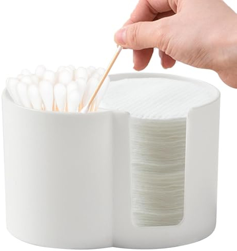 Qurygin Wattestäbchenhalter, Wattestäbchenbehälter - Wattestäbchen-Spender, Doppelloch-Zahnseidenhalter-Behälter | Wattepadspender, Qtip-Spender, Zahnseidebehälter für Badezimmer, Kleinteile,
