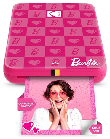 KODAK x Barbie Instant Smartphone Portable Photo Printer, Full Color, Wireless, Zink 2x3” (5.1x7.5 cm) Sticky-Back Photos, Print from iOS & Android Devices with Fun Editing App, Iconic Style