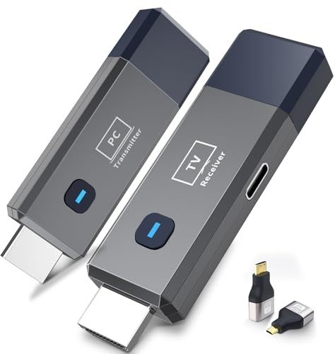 Wireless HDMI Transmitter and Receiver ,165ft/50m Wireless HDMI for 4K Decode Input 1080P Output ,Plug&Play Portable 2.4G/5.8G Wireless HDMI for Video and Audio to Monitor from PC/Projector/TV Box