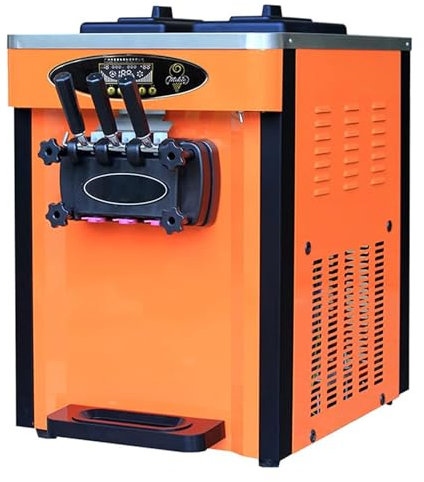 Machine à crème glacée commerciale 1800 W avec 2 trémies de 6,5 L, 3 saveurs, écran LED, nettoyage automatique, 22-25 l/h, 5,8 à 6,6 tasses/h