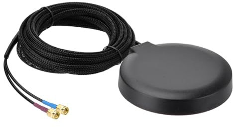 Superbat Antenna GPS + 4G LTE Magnetica per Auto con Doppio Connettore SMA Maschio Compatibile con Sistemi di Telematica Auto, Router 4G LTE e Amplificatori di Segnale Mobile