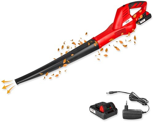 WALTER Akku-Laubbläser 20V mit Akku & Schnellladegerät – Kabelloser Laubbläser mit bis zu 200 km/h Luftgeschwindigkeit – Kompakt, leicht & ideal für Garten, Hof & Terrasse