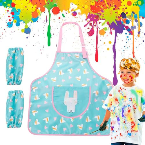 Xasbseulk Malschürze,Künstler-Malschürze Mit Taschen | Kreativ-Schürze Mit Cartoon-Muster Für, Mädchen Und Jugendliche