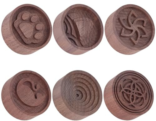 WEBEEDY 6 estilos de madera de nogal difusor de aceite esencial hecho a mano redondo madera difusor difusor portátil natural aroma discos para el hogar coche humidificador decoración
