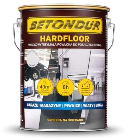 Betondur Betonfarbe Hellgrau 5 L – Bodenfarbe Innen & Außen für Garage, Keller & Werkstatt – abriebfest, wasserbasiert & schnelltrocknend Hardfloor