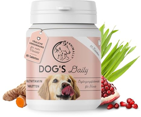 Multivitamin Tabletten für Hunde – Hundetabletten mit Vitamin B Komplex, Zink & Mineralstoffen – Ergänzungsfuttermittel für Hunde – Annimally Dog´s Daily 85 Stück
