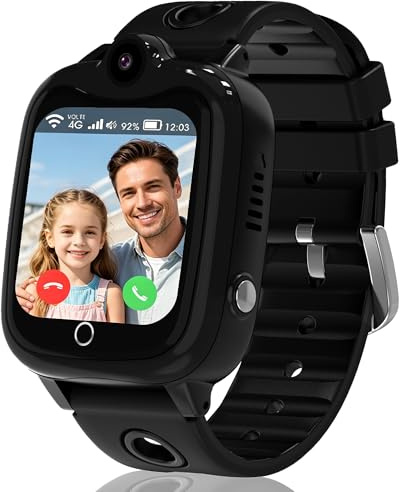 Smartwatch Kinder, 4G Kinder Smartwatch mit GPS und Telefon, IP68 Wasserdicht GPS Uhr kindermit SOS Videoanruf Voice Chat Schulmodus Spiel Wecker Handy Kinderuhr Geschenk für Mädchen und Jungen